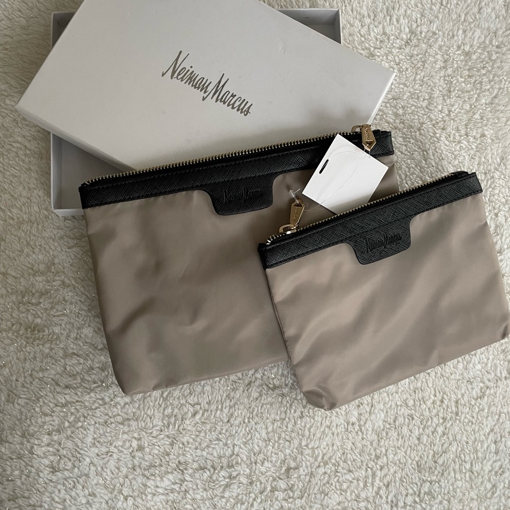 Beige/Tan nylon makeup/ travel bags